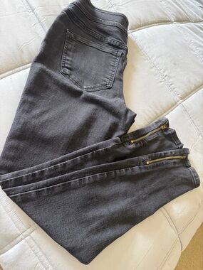 INC Charcoal Super Skinny Jeans with Gold Zipper Ankles, High Rise